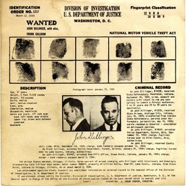 John Dillinger Wanted Poster Photo American Gangsters Historical Posters Photos 12x12