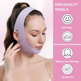 QOMJUFA V-förmiges Kinn Gesichtsstraffungsband,Face-Lifting Maske für Frauen,gesichtsmaske v line lifting maske,Lila