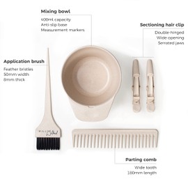 Millie Wilford, Hair Dye Bowl and Brush Set, Tool Kit for Home Hair Colouring and Root Touch-up, Recycled Plant Fibre (5 piece)