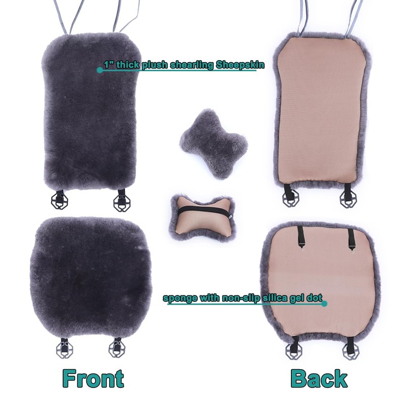 OGLAND Natural Fur Sheepskin Universal car seat Covers for seat