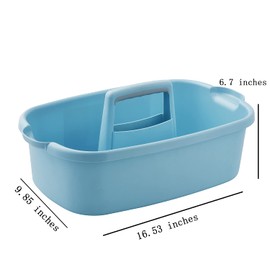 NINU Large Cleaning Supplies Caddy with Handle, Plastic Storage Organizer, Cleaning Basket for Cleaning Products, Bathroom, Bedroom, Kitchen, College Dorm, Garden, Garage (Blue)