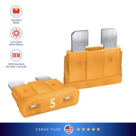 CARAX Glow Fuse – Premium Fuse Standard Regular Blade ATC/ATO/ATS – Assortment – Glow When Blown LED Automotive Fuse – Smart Auto Glow Fuse Easy Identification (5A - 1pcs - Standard Blade Glow Fuse)