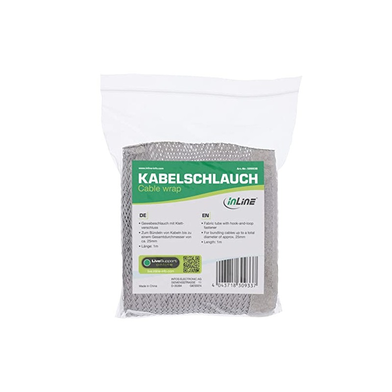 InLine® Cable Sleeve Fabric Hose with Velcro Fastening 1 m