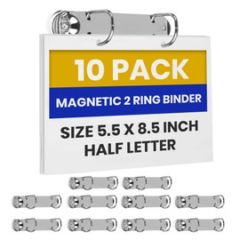 2 Ring Binder Mechanism, Magnetic Ring Binder 1 Inch, D Shaped Ring, for Hanging A5 Paper (Size 5.5 x 8.5 Inch, Half Letter), Pack of 10