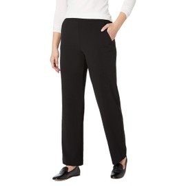 Briggs New York Women's Flat Front Pull On Pant with Slimming Solution, Black, 18 Short