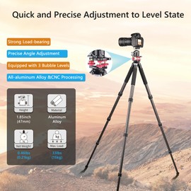 ARTCISE Tripod Levelling Base, 3-Axis Tri Wheel Head Made of Aluminium Alloy, 3/8" Thread, +/-5° Precise Angle Adjustment for Macro Panoramic Photography