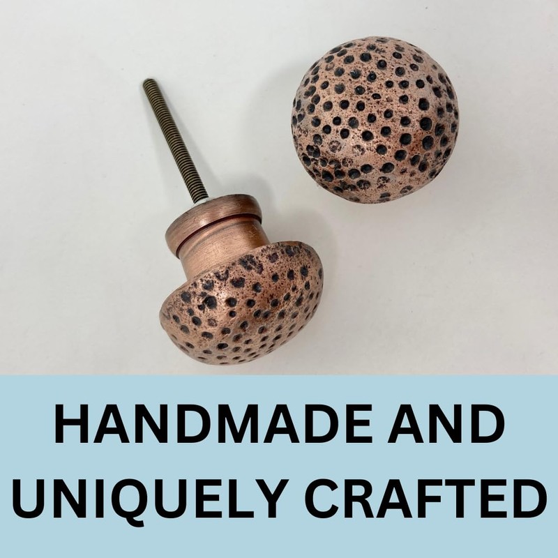 Antique Copper Hammered Knob & Cup Handle Cabinet - Drawer