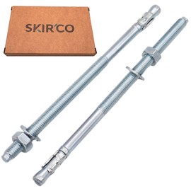 SKIR'CO (Pack of 4) Galvanised Wedge Anchors M8 x 165 mm, Metal Dowels, Anchor Bolts, Masonry Anchors, Concrete Anchors