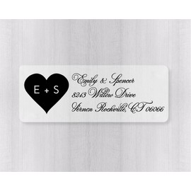 60ct - Return Address and Initials on Clear Transparent Labels for Invitations (#346-C)