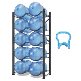 5 Gallon Water Jug Holder, 5-Tier Heavy Duty Water Bottle Rack for 10 Bottles, Reinforced Carbon Steel 5 Gallon Water Bottle Holder for Office, Family, Garages, Restaurant Gym