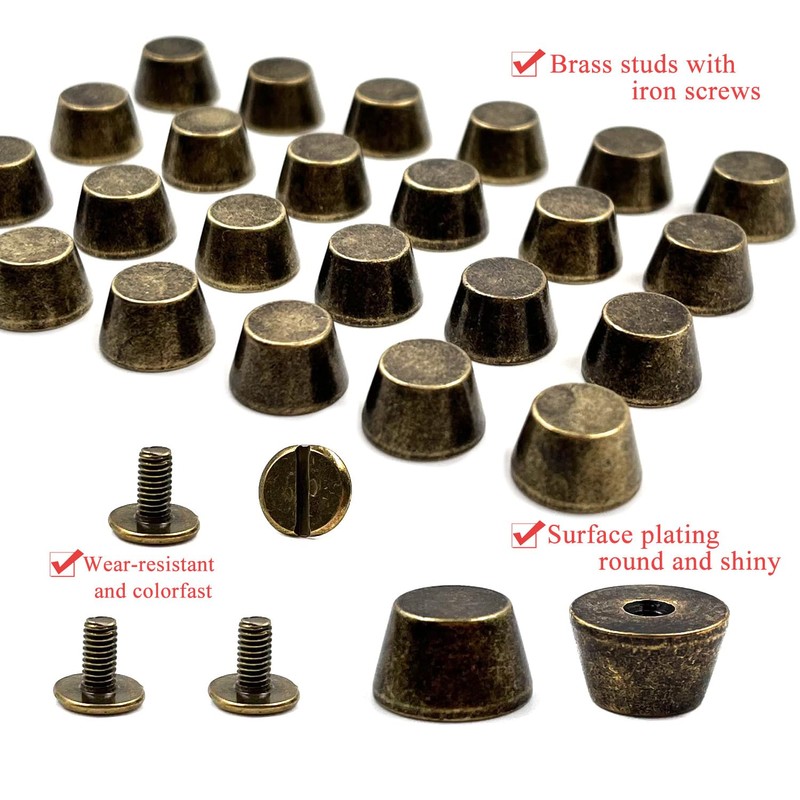 Honigo 24 Pack Bronze Rivets Stud Handbag Purse Feet 3/8