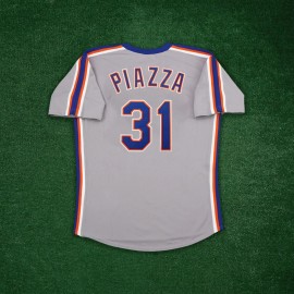 Majestic Mike Piazza 1988 New York Mets Grey Road Men's Cooperstown Throwback Jersey - S