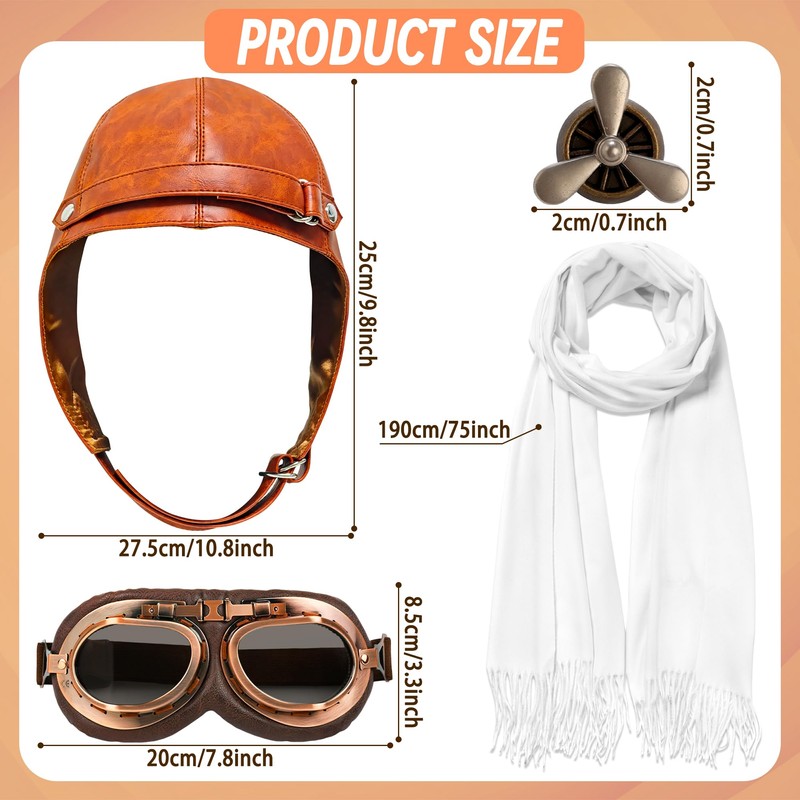 Horolam Aviator Hat Goggles Set, Aviator Costume Se Pilot Costume