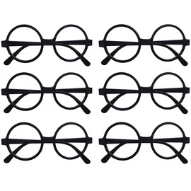 FANCYKIDS Pack of 6, Children Kids Nerd Fake Glasses No Lens Small Frame Round Eyeglasses Costume Pretend Play (Age 3-10) (Black)