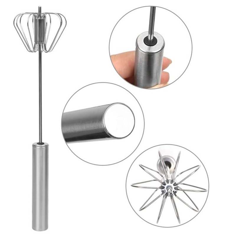 Stainless Steel Semi-Automatic Whisk Egg Whisk Hand Push Rotary Whisk