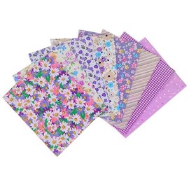CraftsFabrics 8pcs (25 x 25cm) Assorted Purple Floral Fat Quarters 100% Cotton Pre-Cut Quilting Fabric Printed Fabric Woven for Sewing Crafting Patchwork