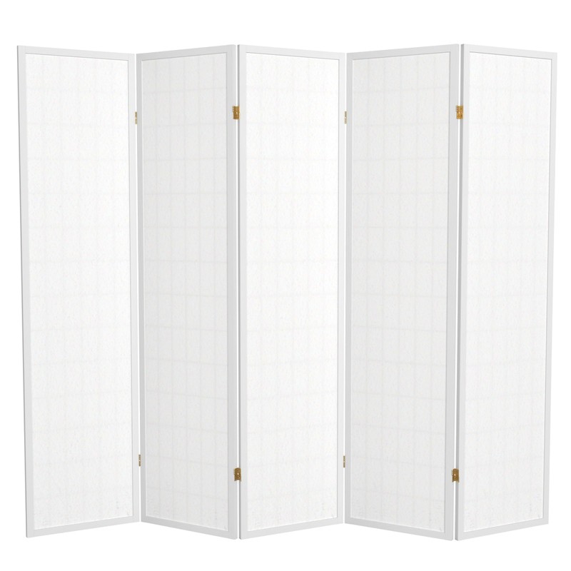 Red Lantern 6 ft. Tall Window Pane Shoji Screen-White-5 Panels