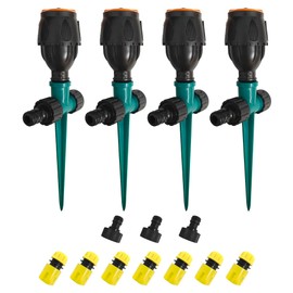 4 Pack Gear Drive Sprinkler for Yard Garden Lawn Above Ground Sprinkler System Small Area Flower Bed Watering 360 Rotating Irrigation Up to 3300 sq ft