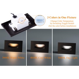 Cloudy Bay 12V Low Voltage 3 Color Indoor and Outdoor LED Step Light,3000K/4000K/5000K,Stair Light,Oil Rubbed Bronze,3 Pack, Wet Location(Low Voltage Transformer is Required)