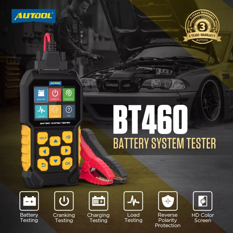 AUTOOL BT460 Car Battery Tester 12V 24V Battery Load Tester