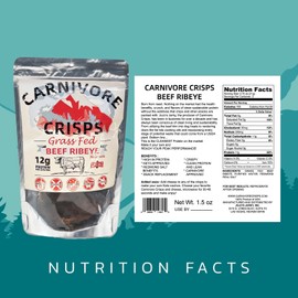 Carnivore Crisps, Grass Fed and Finished Beef Ribeye, Beef Crisps, High Protein, Keto & Carnivore Diet Approved, Gluten-Free, No Hormones, 1.5 oz (Pack of 3)