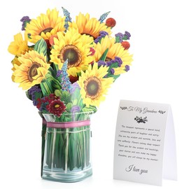 Pop Up Card,，Pop Up Cards with Thank You Cards，13 Inch Life Size 3D Pop Up Flower Bouquet Greeting Card，Perfect for Mother's Day, Women's Day, Teacher's Day, Birthday or Graduation (Grandmother)