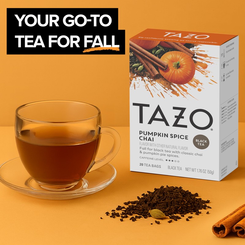 TAZO Pumpkin Spice Chai Tea Bags, Black Tea, Holiday Gift