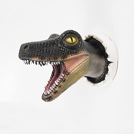 Megartico Figura decorativa de dinosaurio con cabeza de dinosaurio para pared de tres piezas