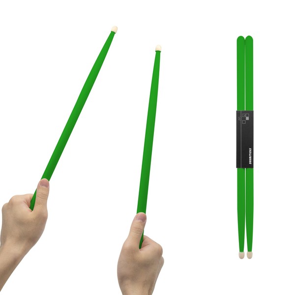 CashBeat 5A Maple Wood Drumsticks, Non-Slip Grip, Classic Green Drum