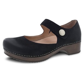 Dansko Beatrice Mary Jane Clog for Women - Memory Foam and Arch Support for All -Day Comfort and Support - Lightweight EVA Outsole for Long-Lasting Wear Black 7.5-8 M US