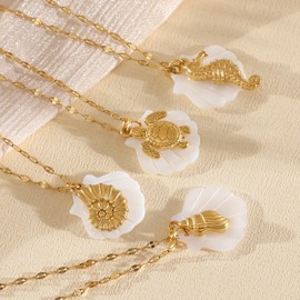 Z ZACHÉ Turtle Beach Necklace for Women Non Tarnish Waterproof Summer Seashell Necklace Vacation Holiday Jewelry