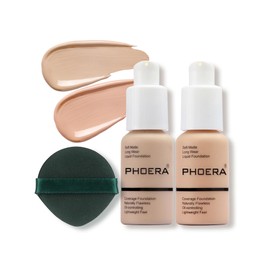 PHOERA Foundation Makeup, Flawless Soft Matte Oil Control Liquid Foundation, Full Coverage Mattle Oil-Control Concealer for Older Women, Great Choice For Gift (102&103, 60ml)
