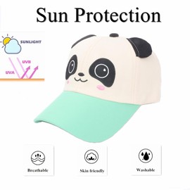 SJTJSPX Baseball Cap Boys Girls Baseball Cap Kids Cap UV Protection Sun Hat Panda Baseball Cap Adjustable Baseball Cap Soft Cotton Summer Hat Breathable Peaked Cap Outdoor Sports Hat, Green