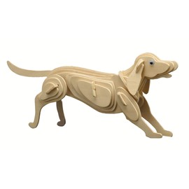 Pebaro 852/7 Wooden Dog Construction Kit, 3D Puzzle, Model Kit, Craft with Wood, Wooden Puzzle, Craft Set, Pre-Cut Wooden Board, Includes Emery Paper, Break Out, Put Together, Ready, Gift Idea