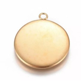 Unbranded 5 pcs. 304 Stainless Steel Golden Circle Round Bezel Pendant Tags Trays – 22mm