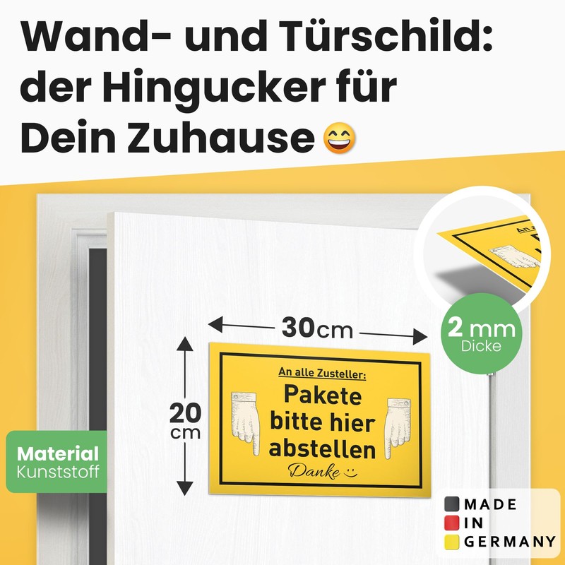 DankeDir! Pakete bitte hier abstellen – Plastic Sign 30 x