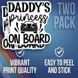 Daddy's Princess On Board Sticker - Car Baby Safety Sign - Child On Board Decal - Funny Baby Car Sticker - Daughter On Board Sign - Durable Decorative Design for Home - AAS0877