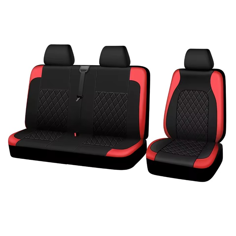 Black PU Leather 2+1 Van Front Seat Cover Set with