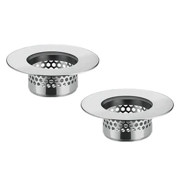 Bathroom Sink Filter - Fits 1.25"-1.60" Hole (2pcs) | Stainless Steel Hair Catcher for Bathroom/Bathtub/Laundry/RV Sink (Unpolished Silver)