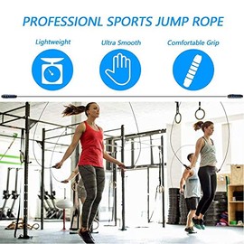 MyDear Cuerda para Saltar, Fácilmente Ajustable Manijas Cómodas, 300CM Cable, Rodamientos de Bolas de Acero Ergonómico y Mango Antideslizante, Cuerda 