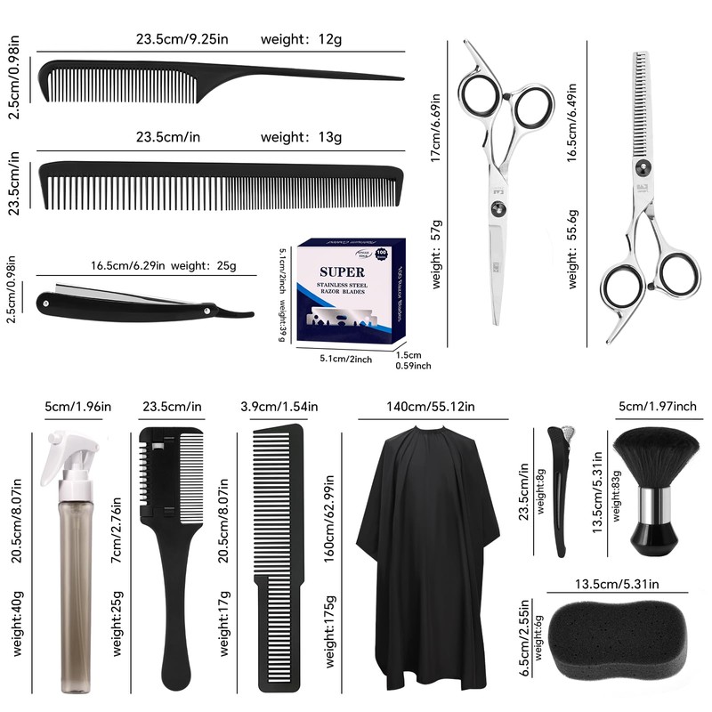 14PCS Hair Cutting Kit with Barber Bag, Haircut Scissors, Barber
