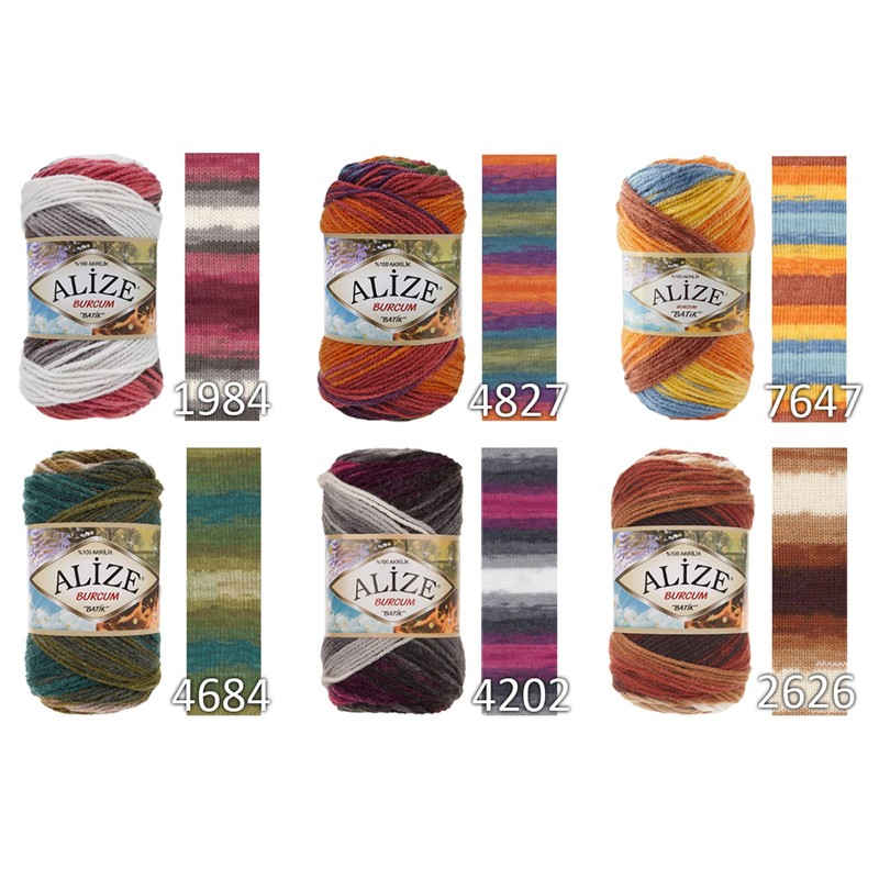 100 g ALIZE BURCUM Batik Knitting Wool, Hand Knitting Yarn,