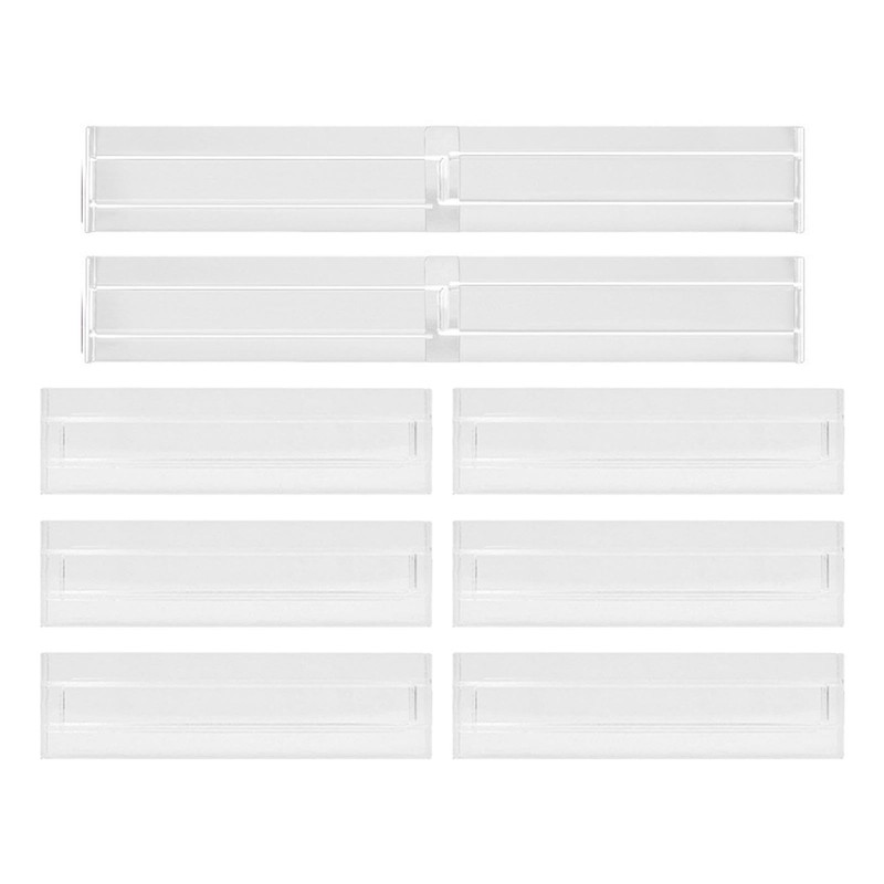 8 Pack Drawer Dividers,Adjustable Clear Plastic Drawer Separators for Kitchen,