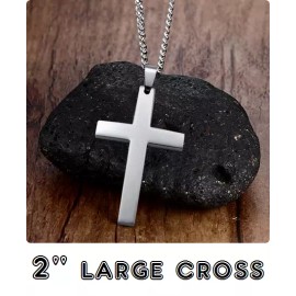 Fashion Jewelry Big CROSS CHRISTIAN FAITH PRAY GOD Pendant 925 Sterling Silver 20" Necklace men