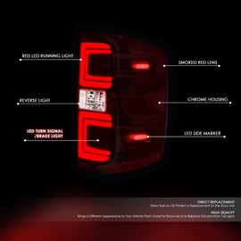 DNA MOTORING TL-ZTL-002E-DR Pair of LED Tail Lights Brake Lamps Compatible with 15-19 Silverado 2500 HD 3500 HD/Sierra 3500 HD,Smoked Red Lens