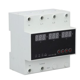 Automatic Transfer Switch DIN Rail Mounted 3 Phase Adjustable LED Display Under Over Voltage Protector AC110V