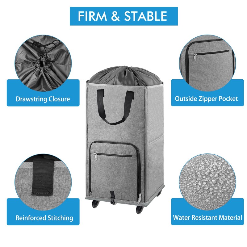 Laundry Hamper with Wheels, Bukere Large Rolling Laundry Basket with