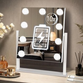 Ratsamee Rechargeable Vanity Mirror, 8000mAh 13"×15" Makeup Mirror