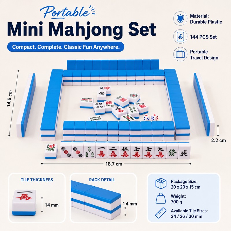 Portable Chinese Mahjong Set for Family Game Nights – 144-Piece
