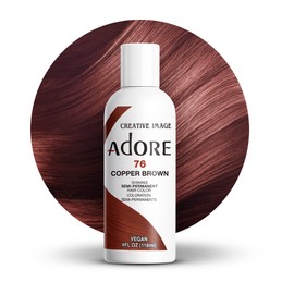 Adore Adore Semi Permanent Hair Color - Vegan and Cruelty-Free Red Hair Dye - 4 Fl Oz - 076 Copper Brown (Pack of 1)